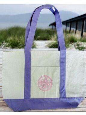 Lavender Trim Canvas Tote